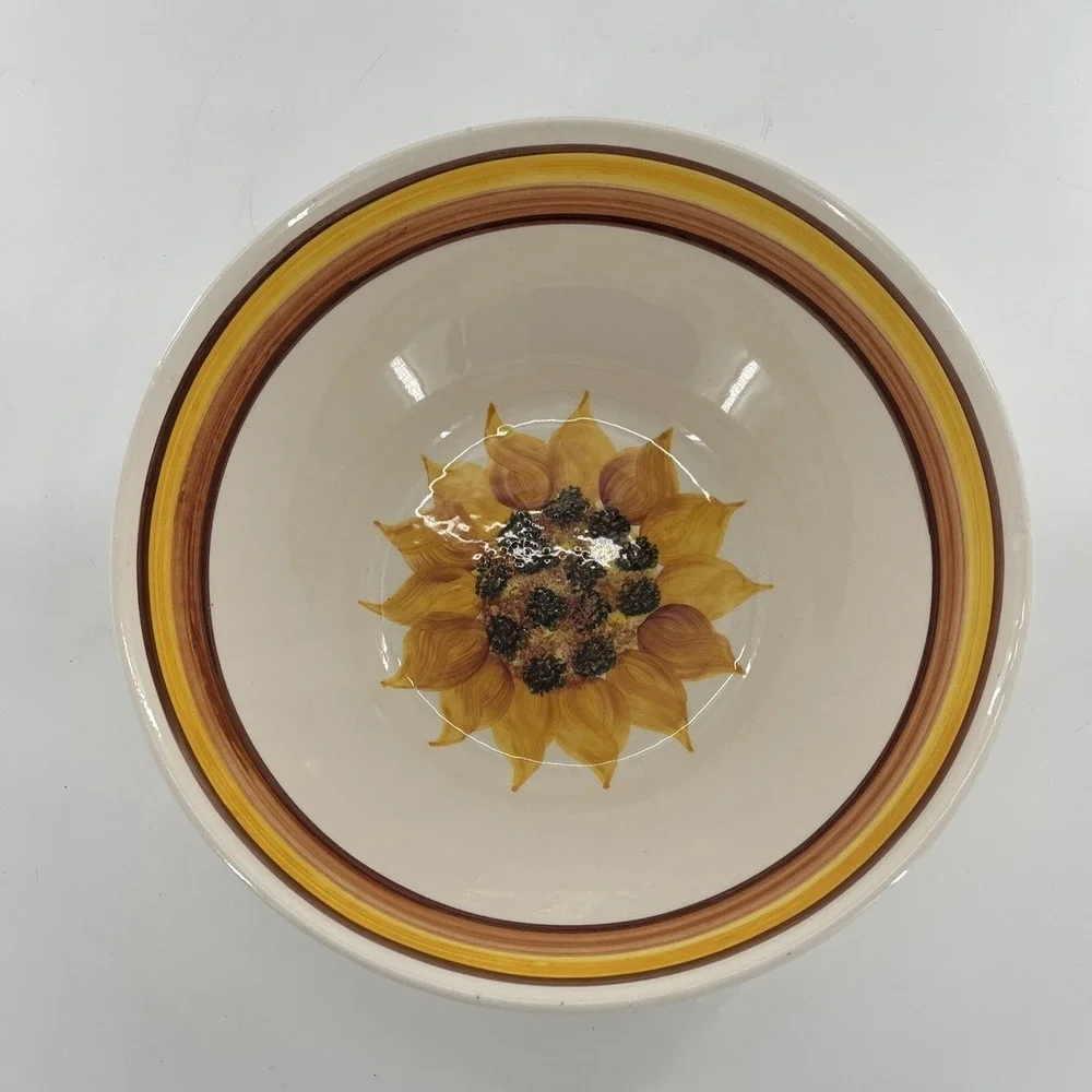 Weiss Sunflower Large Bowl Pasta Server Hand Painted Salad Vegetable Dish Brazil